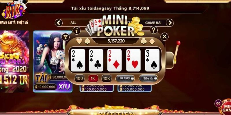 Một vài kinh nghiệm chơi mini poker tại Rikvip